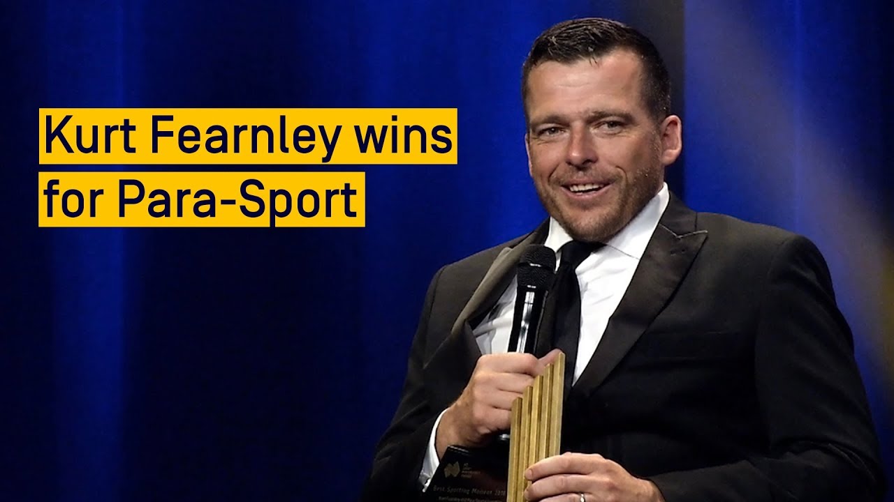 #ASPAs | Kurt Fearnley accepts the ASPAs trophy for Best Sporting Moment of 2018