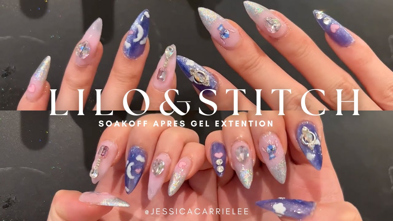 Self Nail Soak Off Gel X ☁️🌙 Lilo & Stitch Disney Apres Tutorial