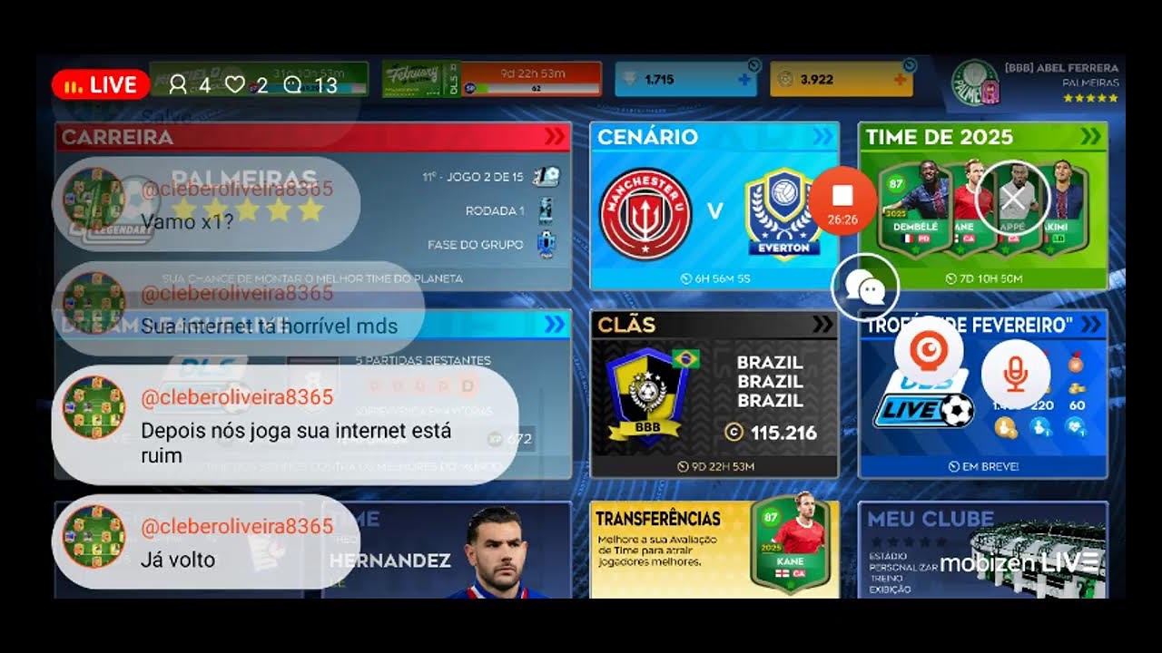 live de dls 26 jogando x1 com os escritos