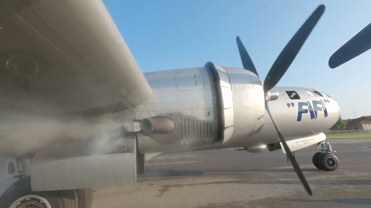 B-29 FiFi engine start-up from Commemorative Air Force