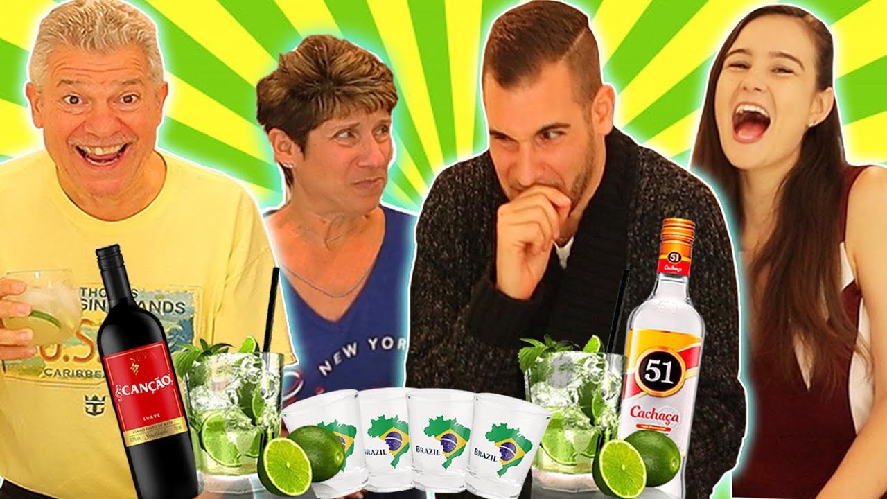 GRINGOS PROVANDO BEBIDAS BRASILEIRAS (CACHAÇA 51, CAIPIRINHA, VINHO CANÇÃO)