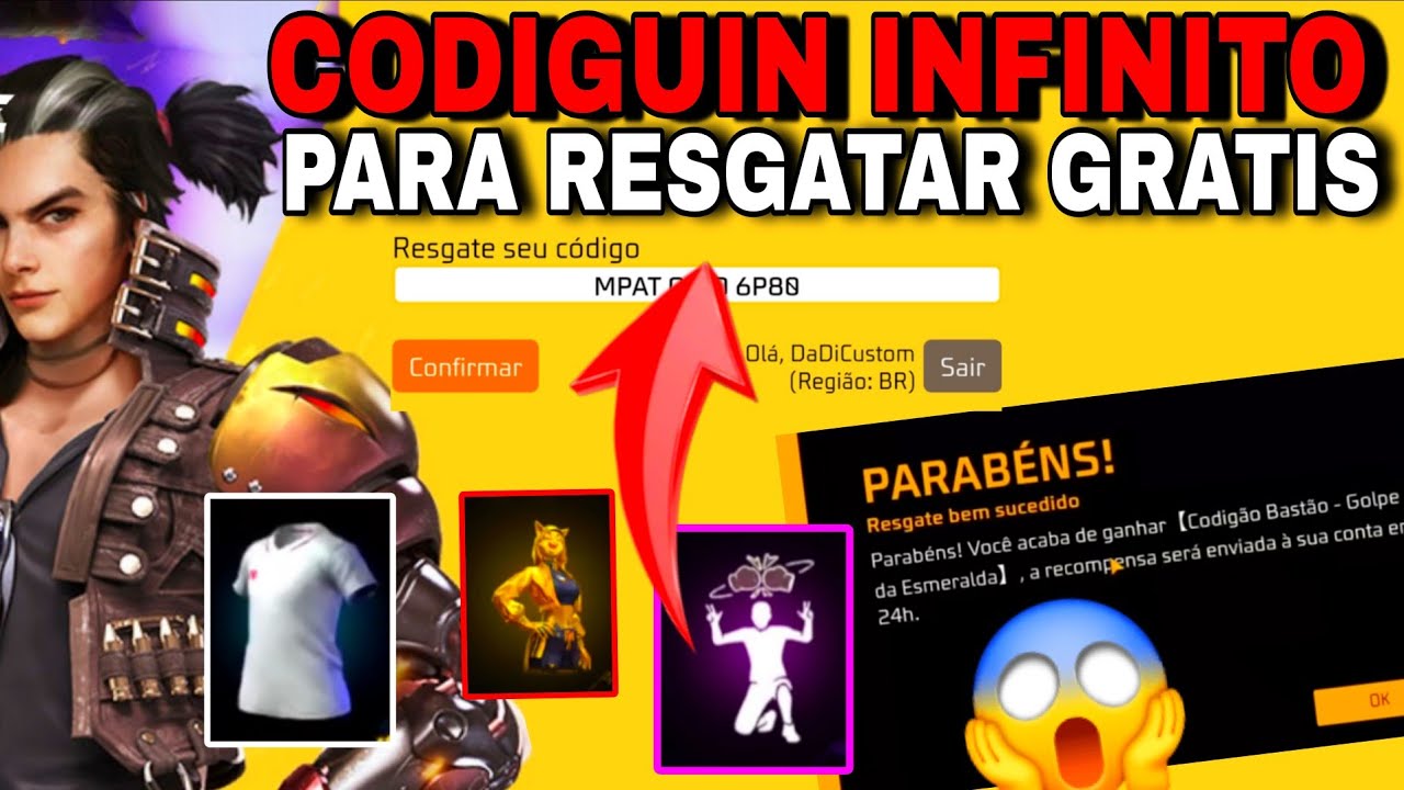 NOVO CODIGUIN INFINITO PARA RESGATAR NO FREE FIRE 😱 CODIGUINHO DE SKIN LIBERADO PELA GARENA CODIG&Atilde;O