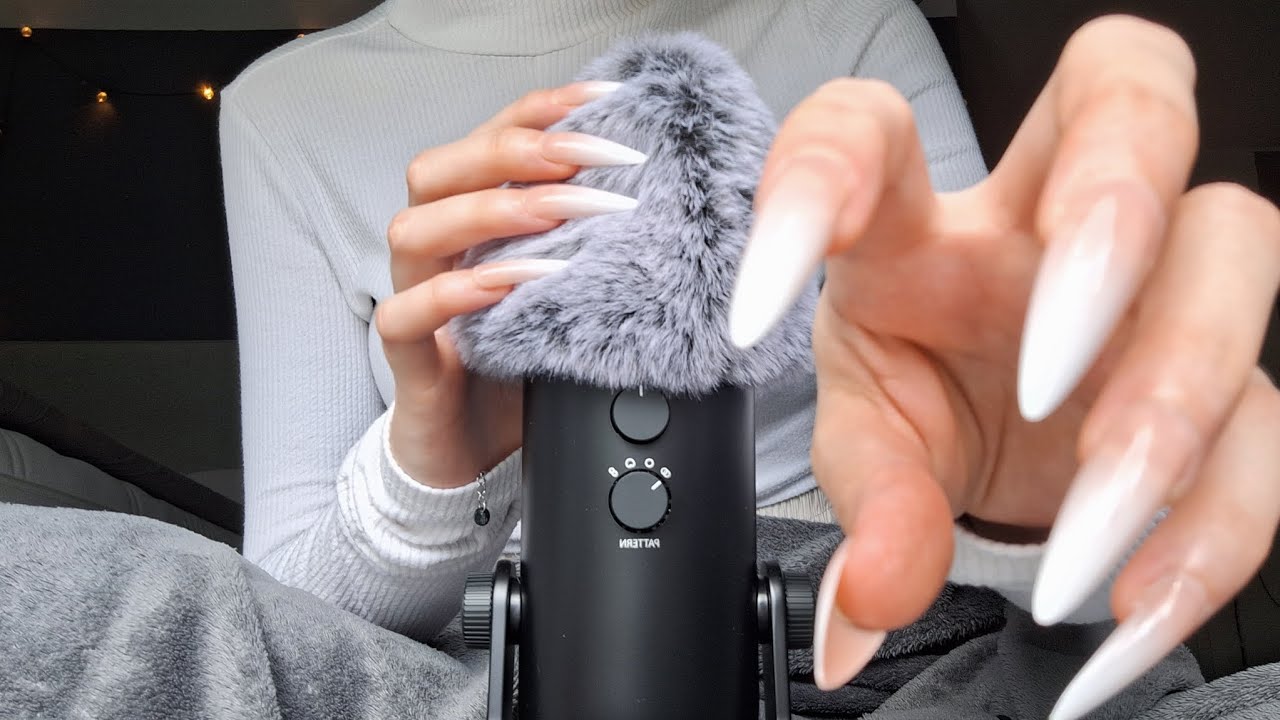 ASMR just with the fluffy mic cover ☁️ (scratching, face touching..)