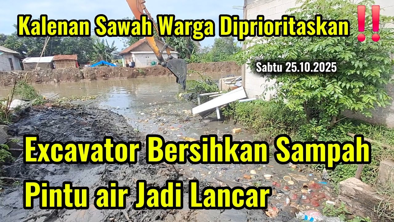Kalenan Sawah Warga Diprioritaskan‼️Excavator Bersihkan Sampah Pintu air Jadi Lancar #dedimulyadi