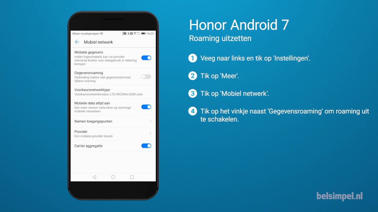 Tips & Tricks - Honor smartphone: Roaming uitschakelen (Android 7)