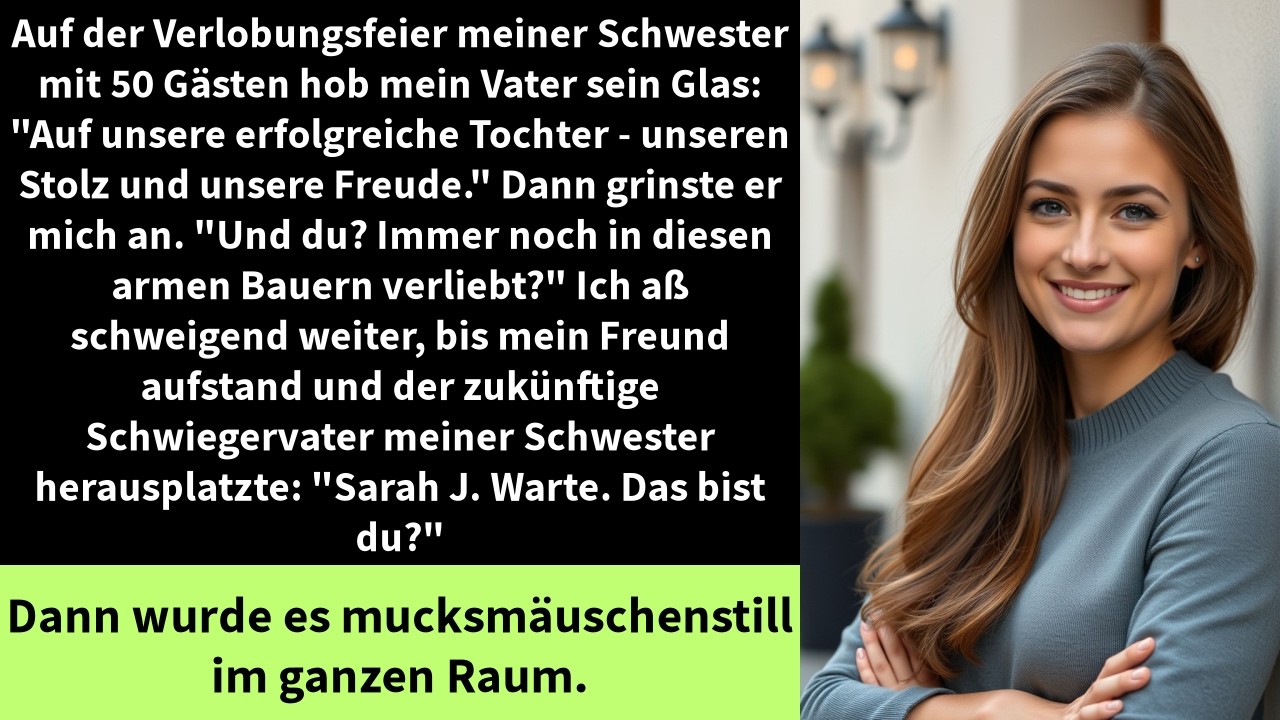 Auf der Verlobungsfeier meiner Schwester mit 50 Gästen hob mein Vater sein Glas: