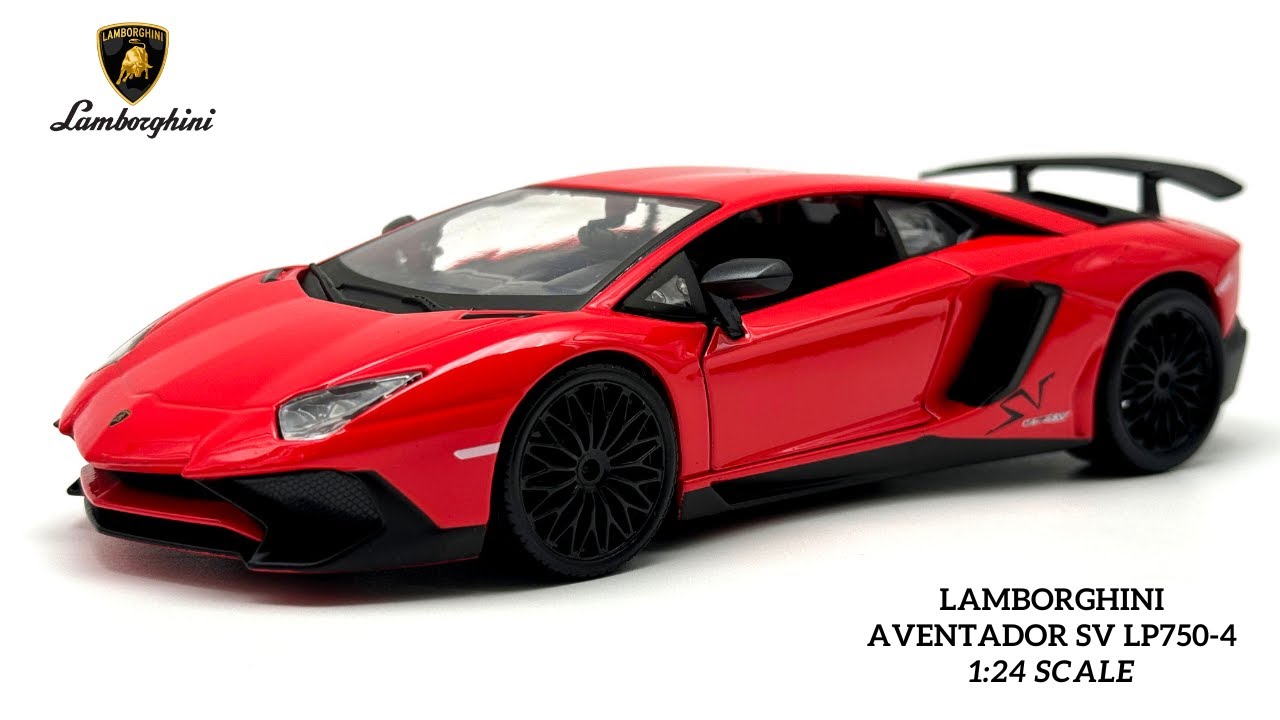 Lamborghini Aventador SV LP750-4 Orange Red 1:24 Scale Model Car