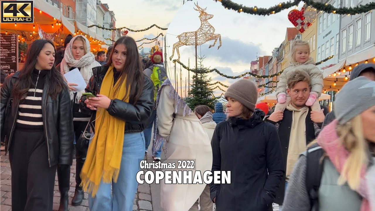 Copenhagen Christmas Activities 2022, 4K walk, Nyhavn, Broens ice skating rink #jul #Denmark