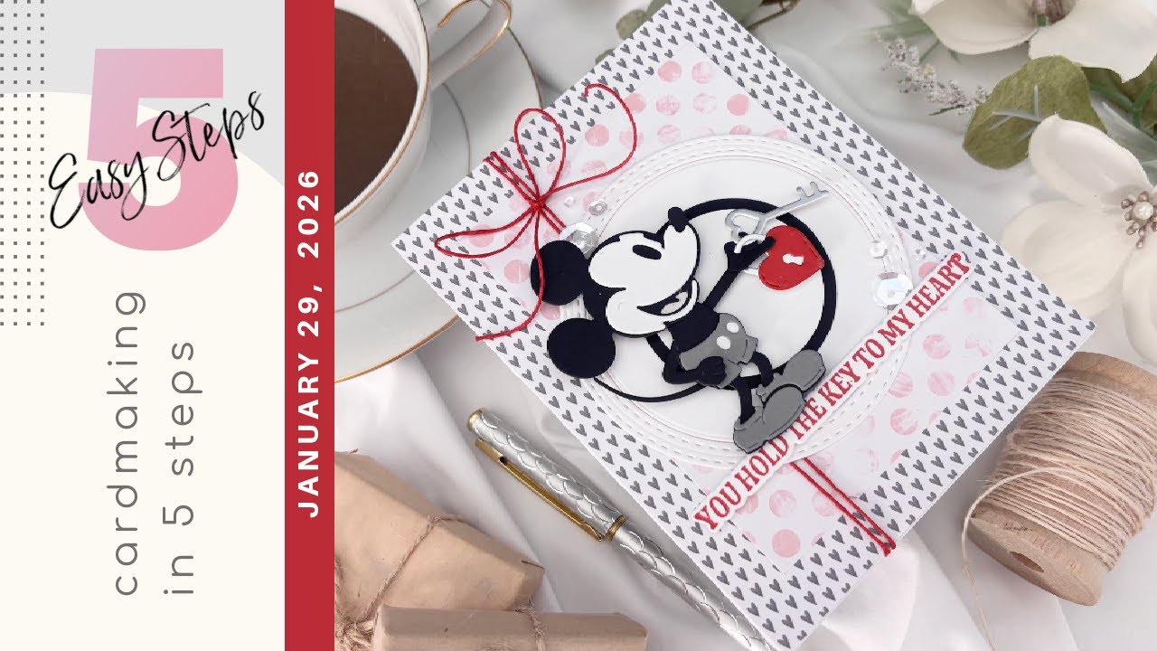 DIY Steamboat Willie Card Tutorial | Spellbinders Classic Mouse Love | Cardmaking In 5 Easy Steps