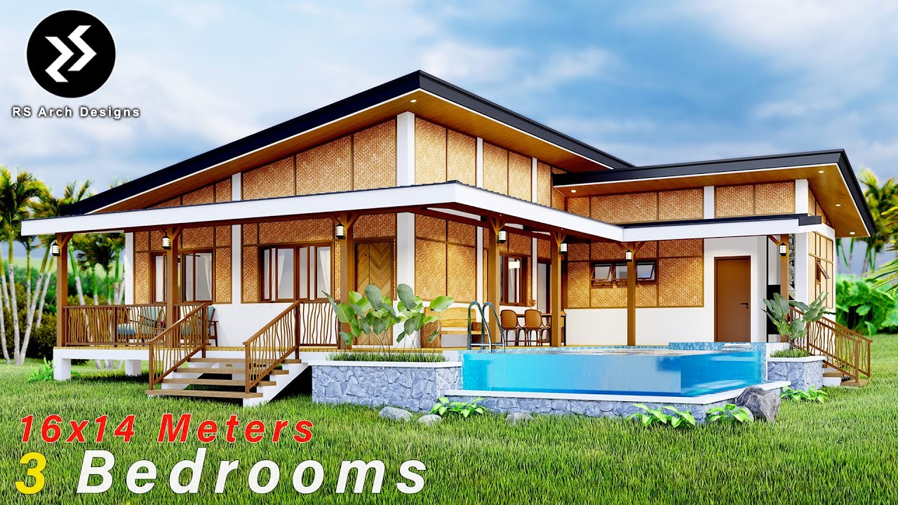 3 Bedroom Modern Bahay Kubo with POOL | Elevated Amakan Farmhouse | 16x14 meters