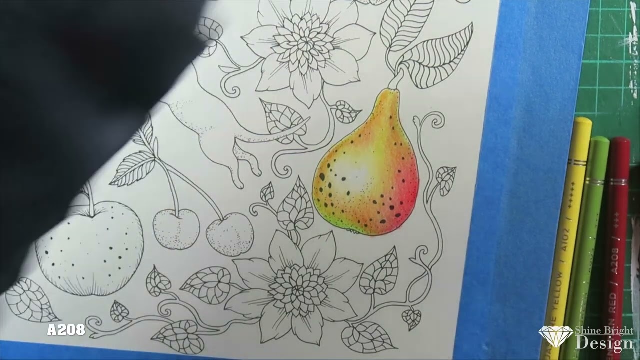 Tutorial Part 1-Maria trolle bloomstermandala-how to colour pears