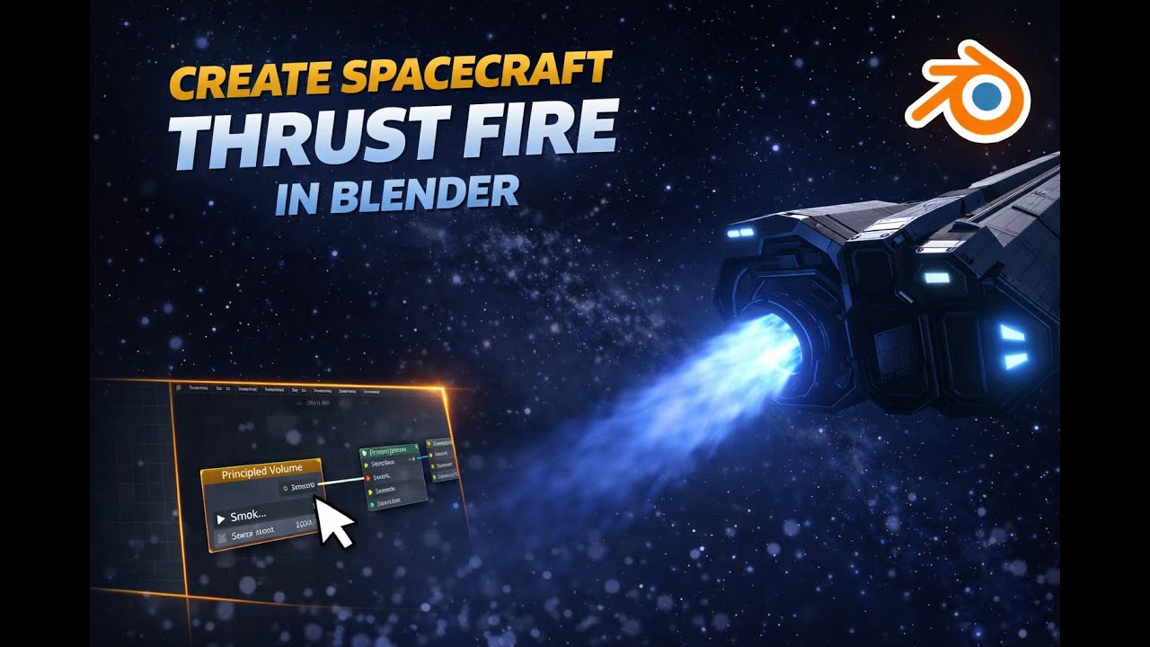 Create Spacecraft Thrust Fire in Blender #blender #ThrustFire #spacecraft #blendertutorial #vfx