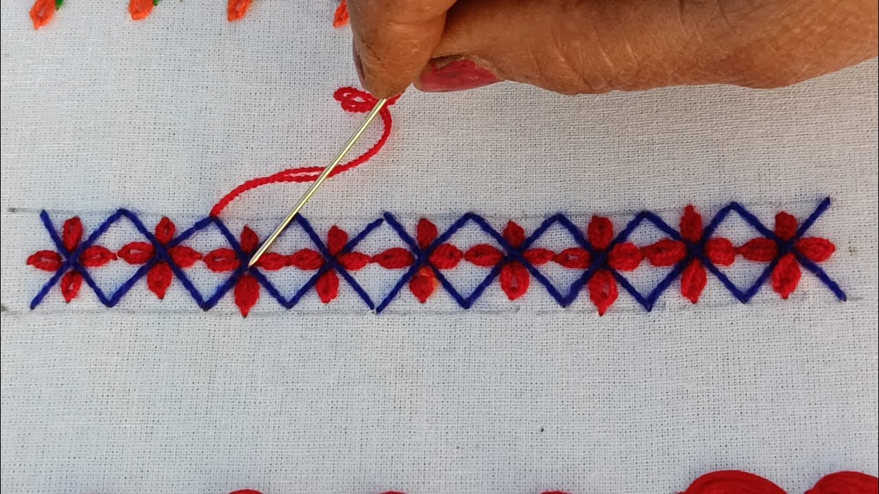 😍Easy & Simple Flower Borderline Embroidery Design 🌺 | Hand Embroidery | Made By Sunita | 