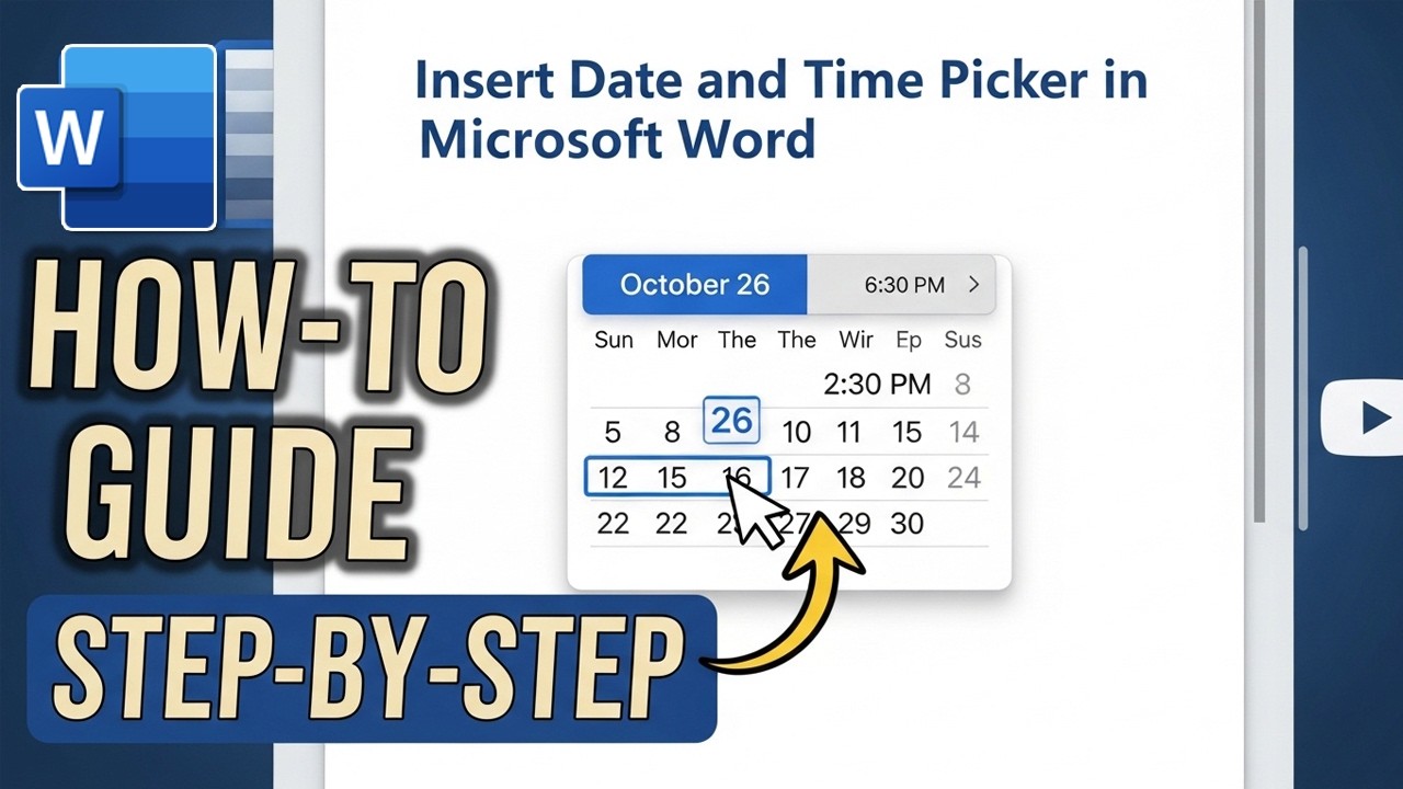 How to insert date and time picker in word || BACK-SPACE