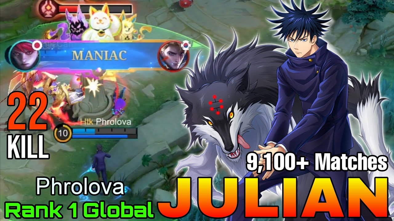 MANIAC 22 Kills Julian Insane 9,100+ Matches - Top 1 Global Julian by Phrolova - Mobile Legends
