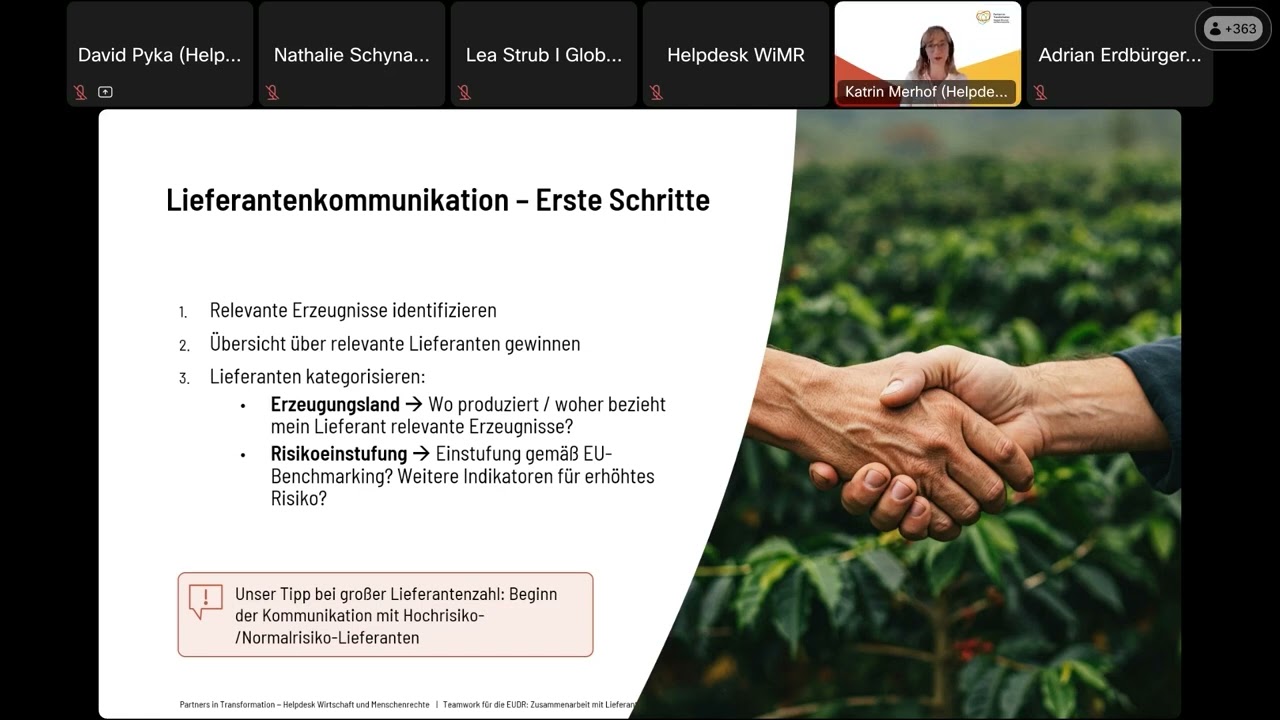 3. Online-Seminar: Teamwork für die EUDR - Zusammenarbeit mit Lieferanten