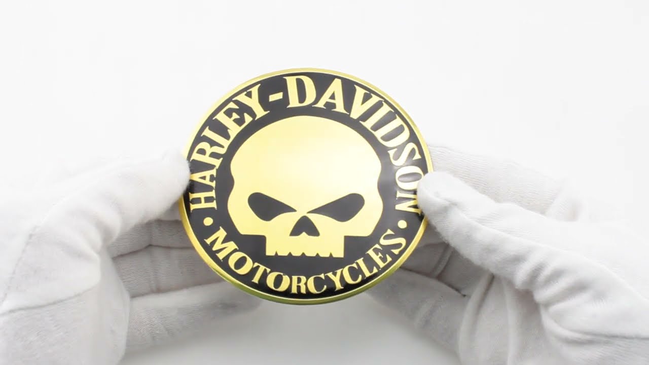 Алюминиевая эмблема Harley Davidson золотистая