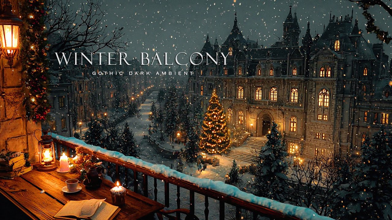 Reading Space on the Winter Balcony on Christmas Evening❄️Dark Academia Piano for Study And Thought