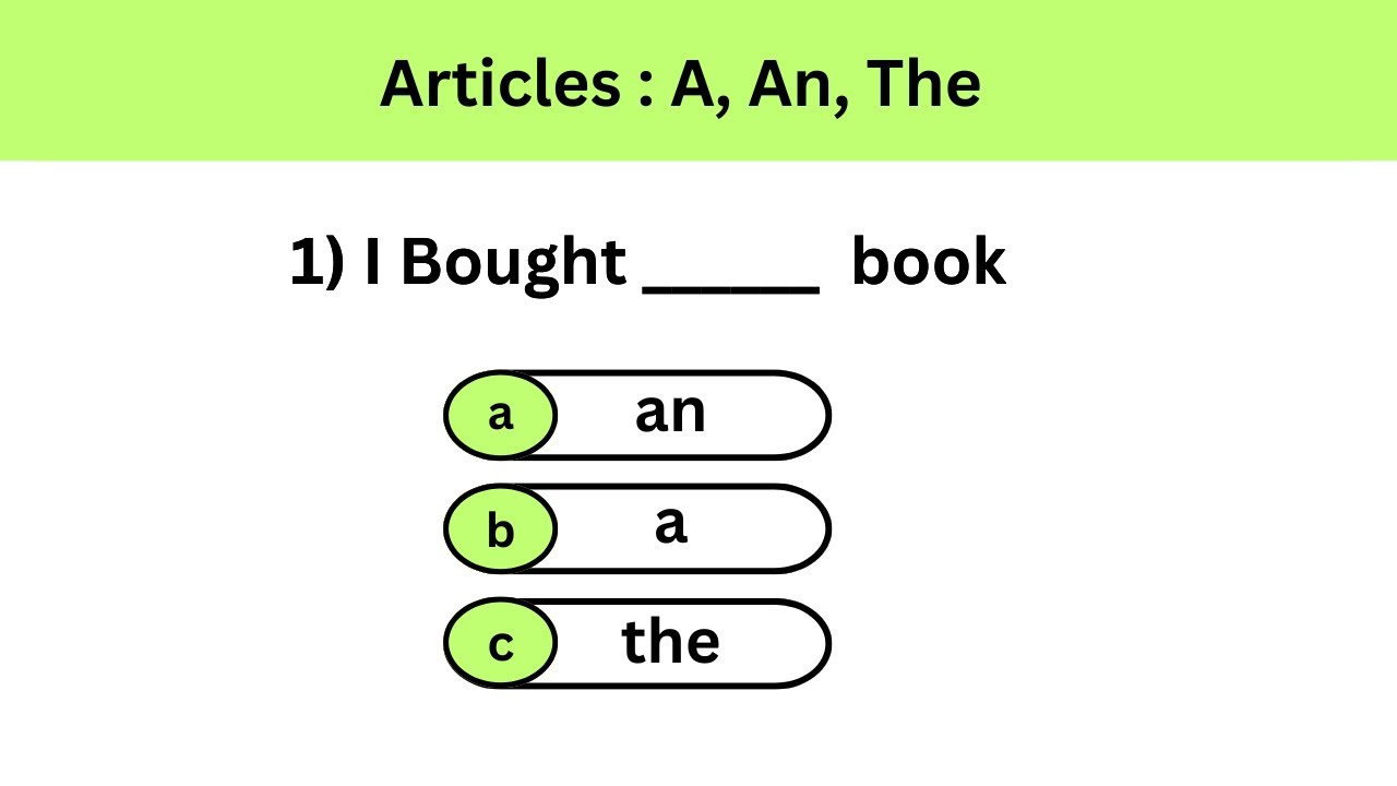 Articles : A, An, The - Quiz Video