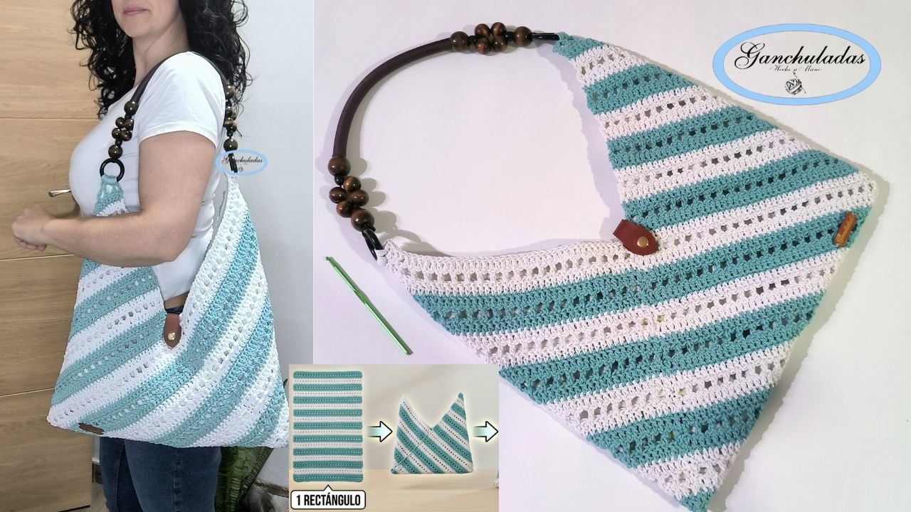 👜🌟 SOLO 1 Rectángulo ❗ Bolso ORIGAMI Paso a Paso en Ganchillo (Crochet) FACILÍSIMO ❗