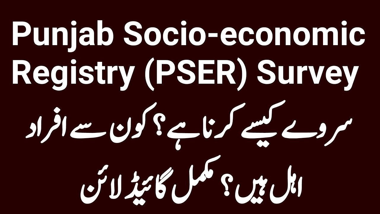 Punjab Socio-economics Registry Survey PSER Govt of Punjab Complete Training Guide