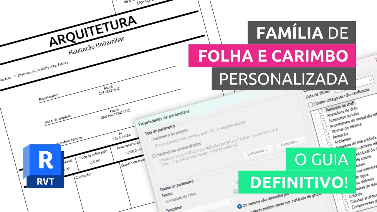 Como criar FOLHAS e CARIMBOS com PARÂMETROS PERSONALIZADOS // Tutorial de Revit
