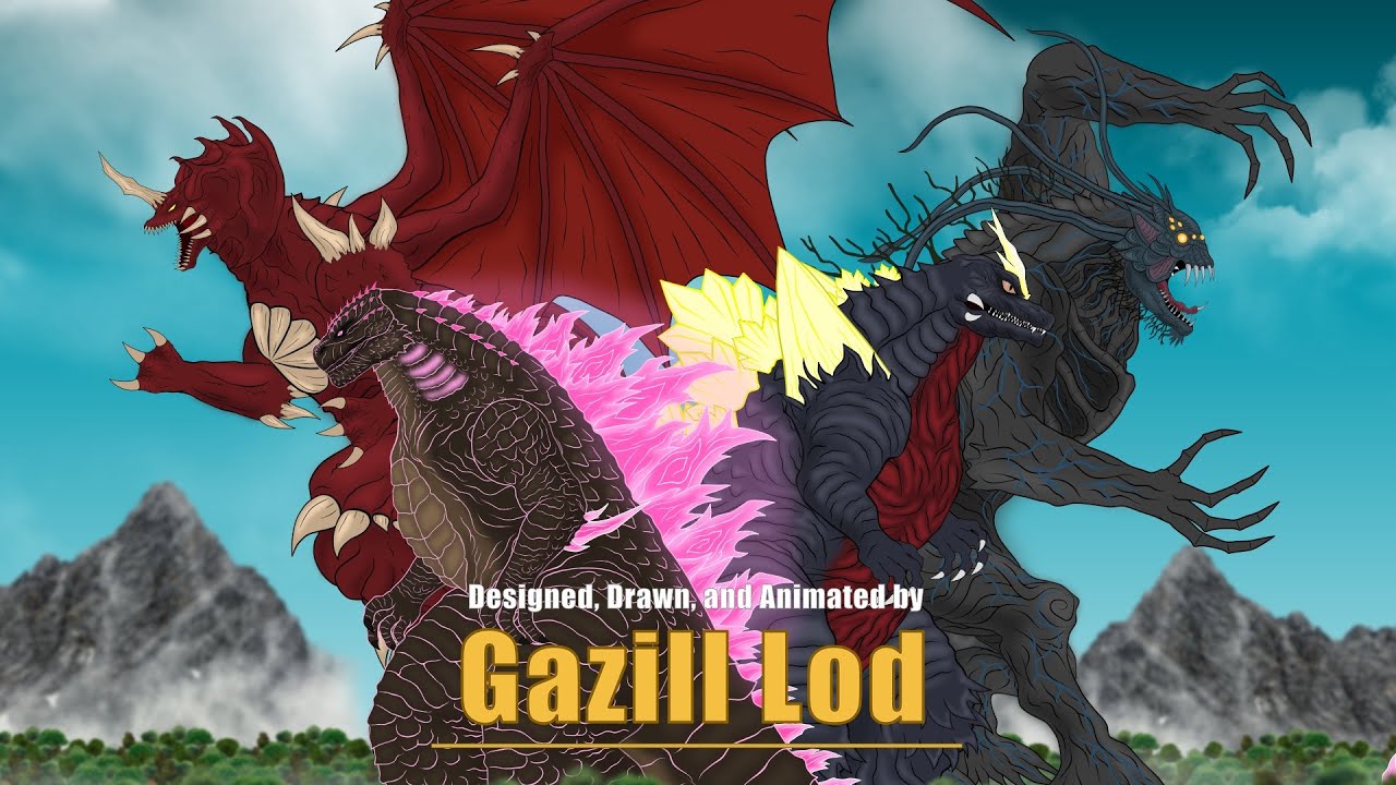 Destoroyah VS  Amhuluk VS Space Godzilla & Evolved Godzilla [Animation]