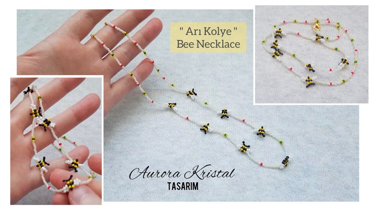 ARI KOLYE | Kum Boncuklardan Arı Kolye Yapımı, Takı Tasarım | Bee necklace making from seed beads.