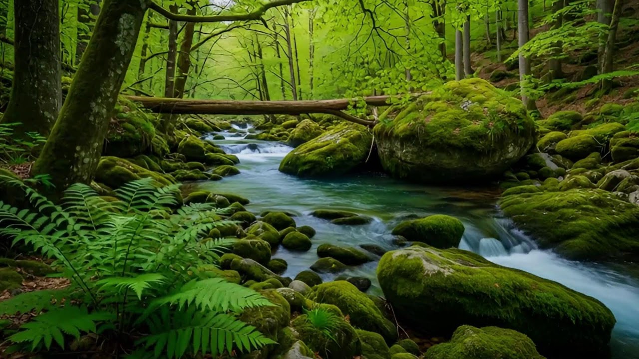 Secret  Mystic Woodland  Stream  with  Gentle  Morning Birds Singing  for  Insomnia Relief
