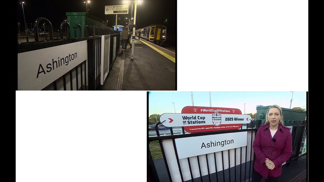Reopened railway station (Ashington) wins national prize (world cup 2025) (UK) 20/Oct/2025