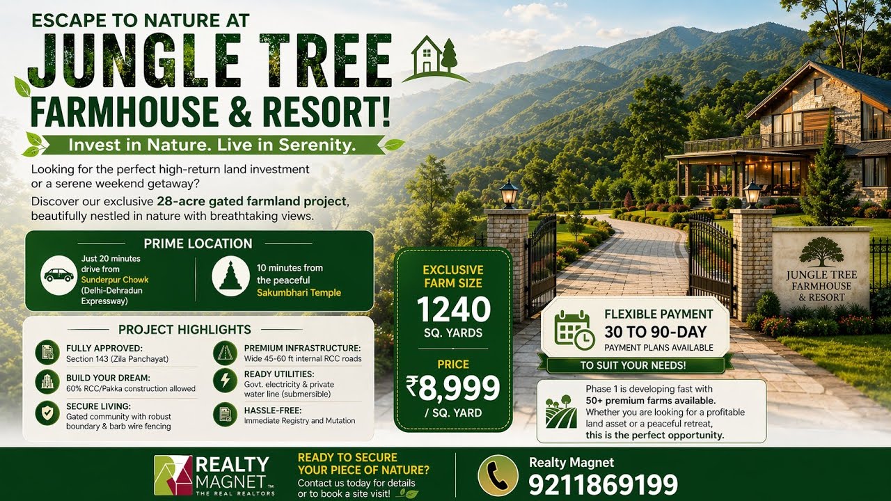 Luxury FarmLand,Gated Community, Approved for 60% Rcc Concrete Construction Allowed, Near Dehradun 🌲