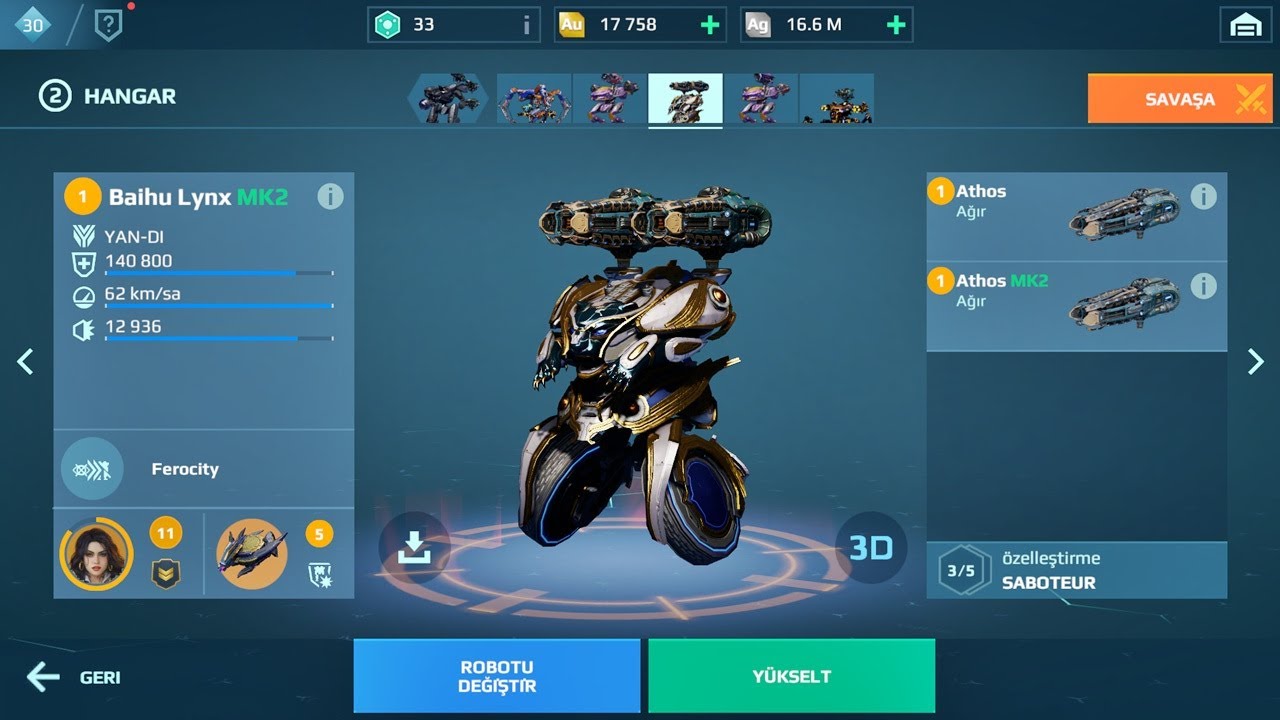Baihu Lynx MK2 / X2 Athos / War Robots