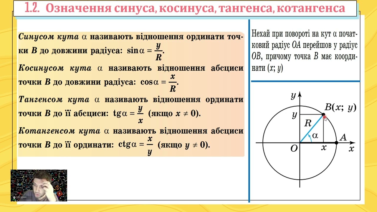 Тригонометричні функції ЧАСТИНА 1. (Тема №4, 10 клас, математика)