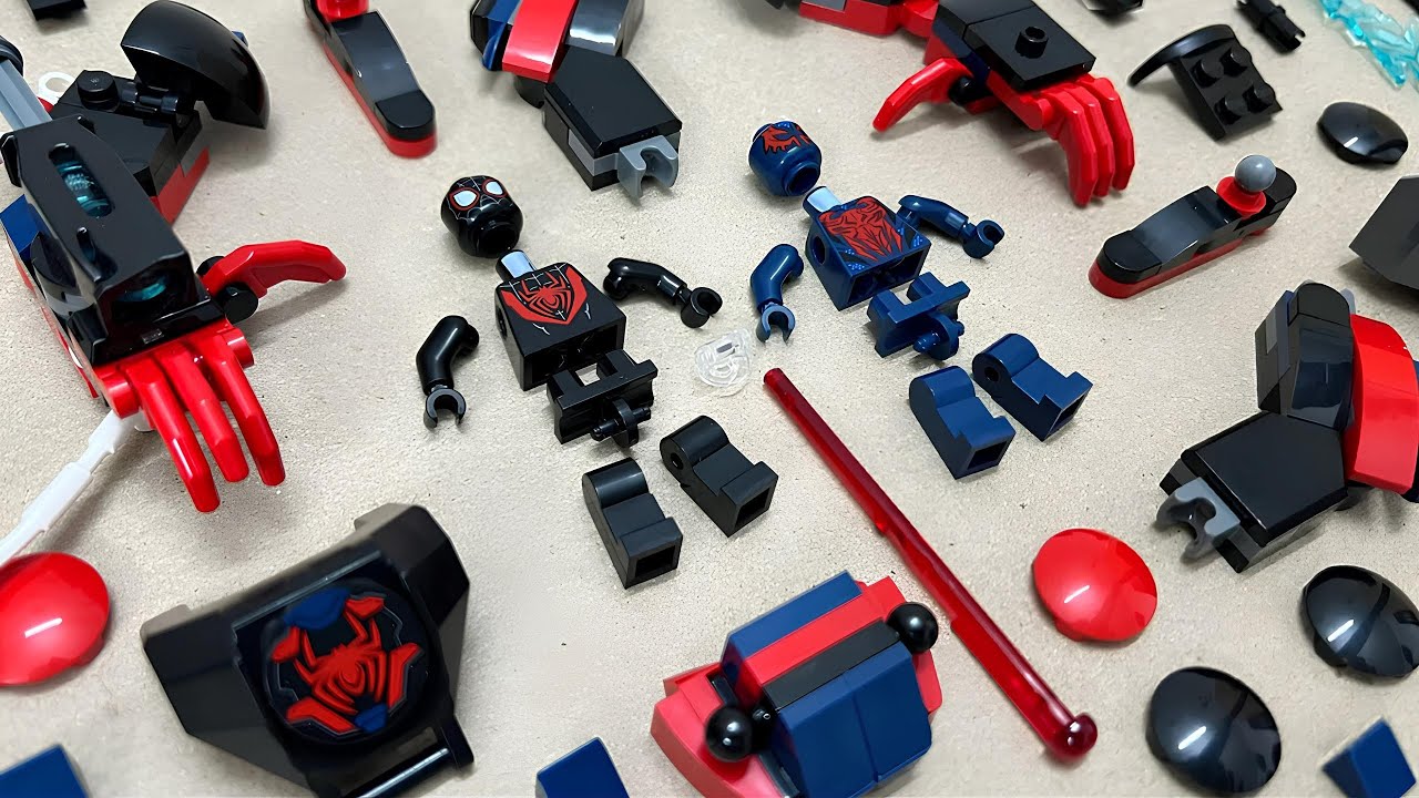 lego spider-man | miles morales mech armor vs spider-man 2099 | minifigures lego unofficial 