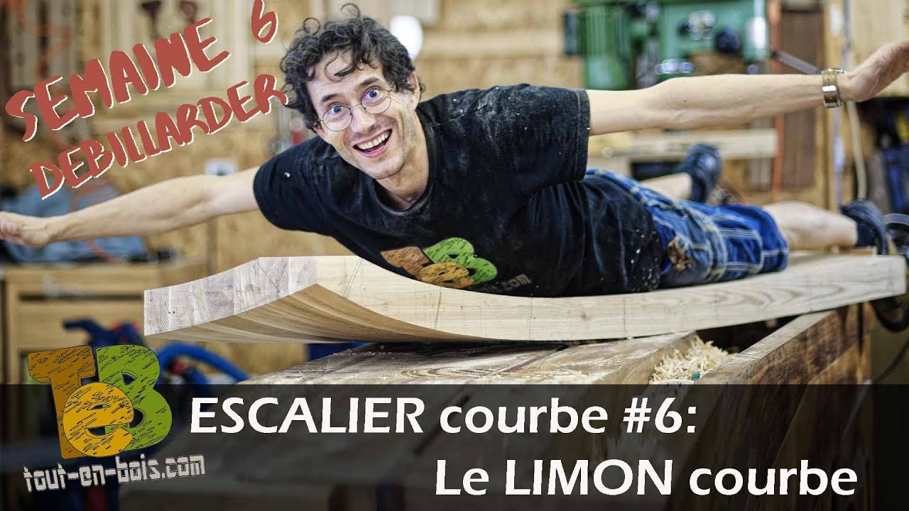 Un escalier tout en bois # 6 fabrication du limon courbe