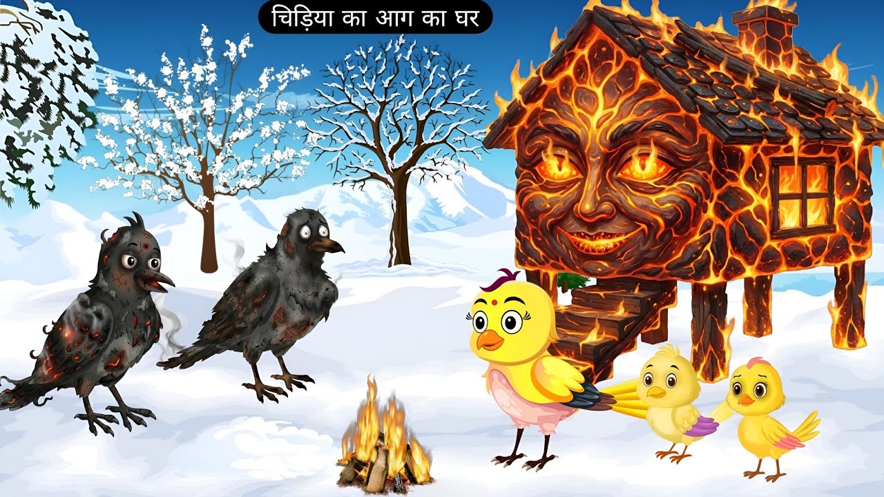 चिड़िया का आग का घर | Chidiya Wala Cartoon | Kalu Kauwa Cartoon | Chidiya Cartoon Bhejo | Moral Bird