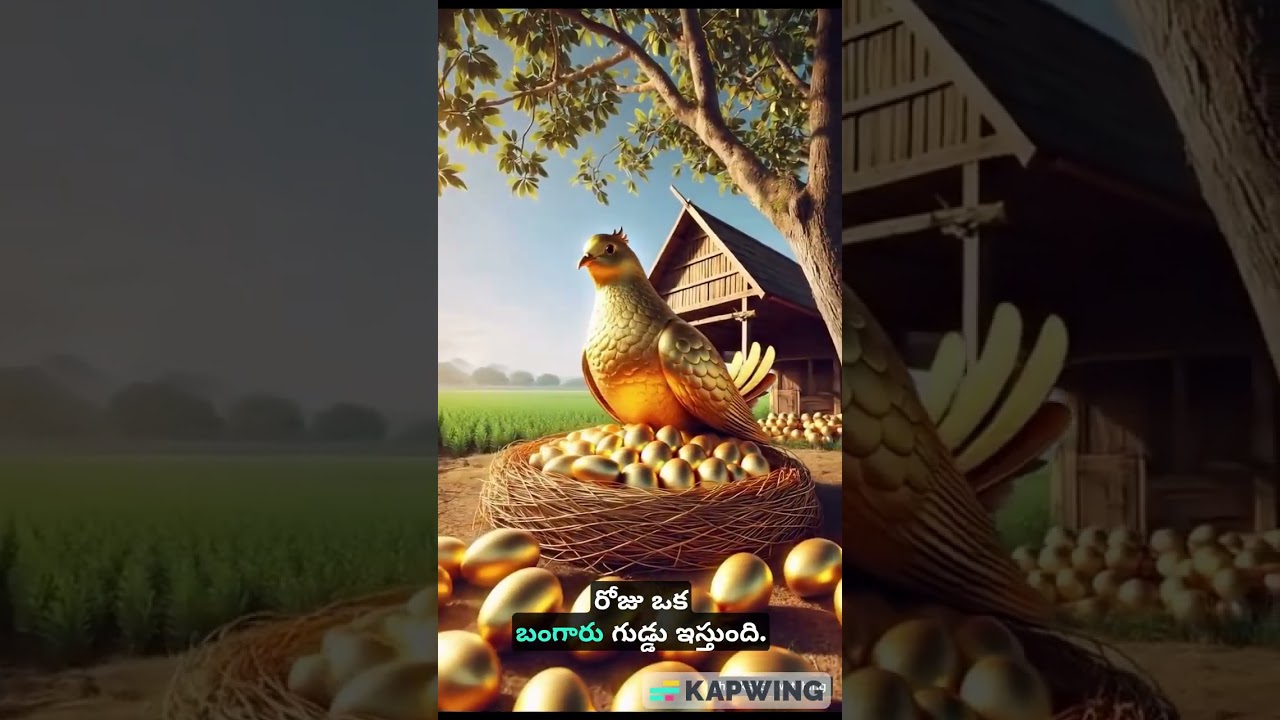 A story of famer and get bird and give gold eggs