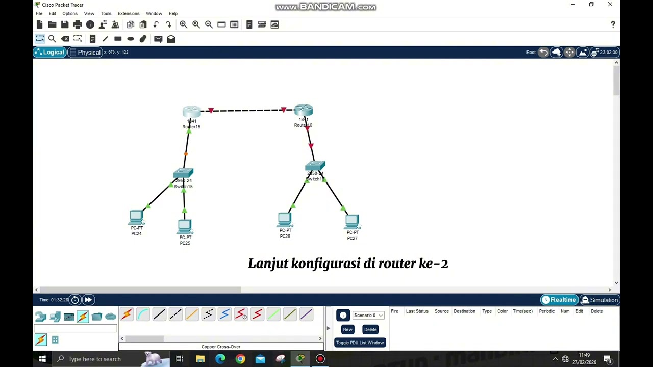 Tutorial konfigurasi routing 2 router mode CLI