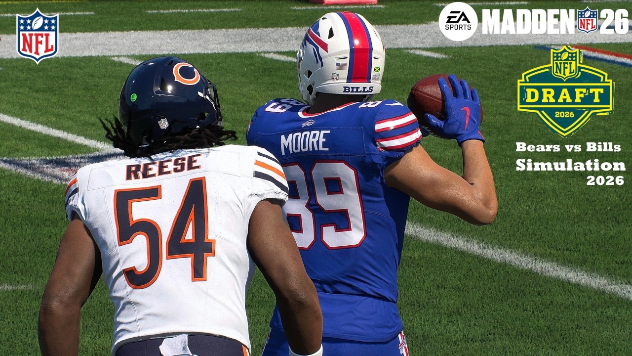 Madden 26 Arvell Reese Bears vs DJ Moore Bills Free Agency update Sim NFL DRAFT EARLY 2026 Game Play