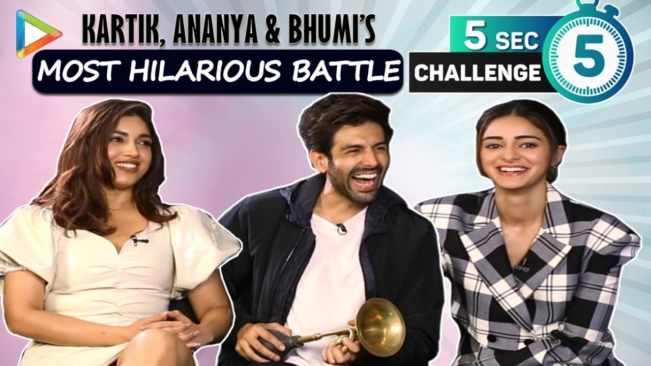5 SECOND CHALLENGE: Kartik, Ananya & Bhumi’s LAUGH RIOT- Top 3 Actors & Actresses in Bollywood ?