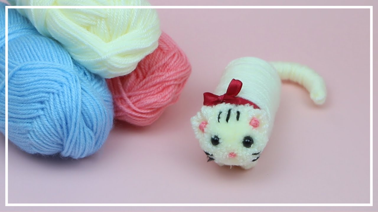 Милый Котенок Поделка из Пряжи - Как сделать котенка / Cute kitten  yarn craft - How to make kitten