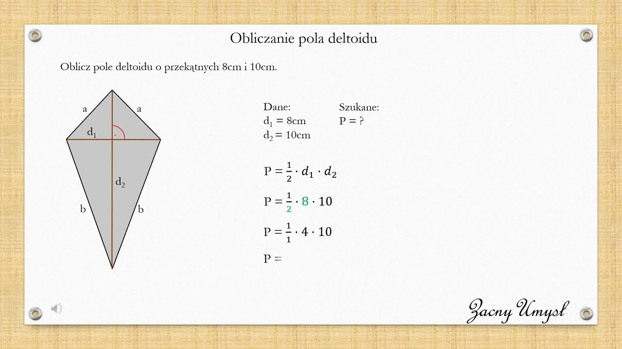 Obliczanie pola deltoidu o przekątnych