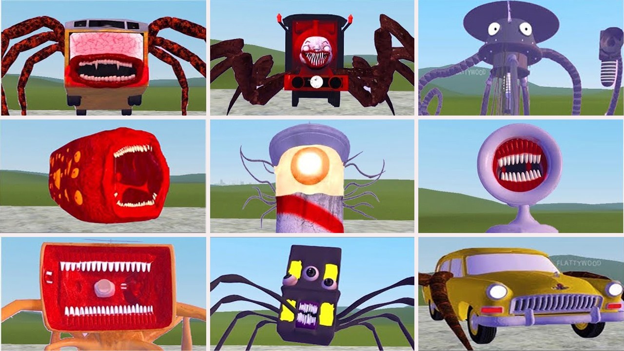 Monster Battle: HOUSE HEAD, LIGHTHOUSE, BUS EATER,MEGAHORN, CAR EATER,TRAIN EATER,SIREN HEAD (GMOD)