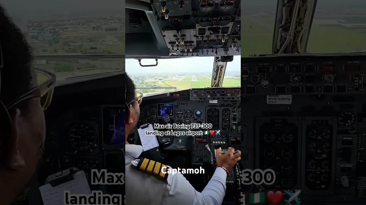 Max air Boeing 737 landing at Lagos airport 🇳🇬 #lagos #maxair #aviation #cockpit t