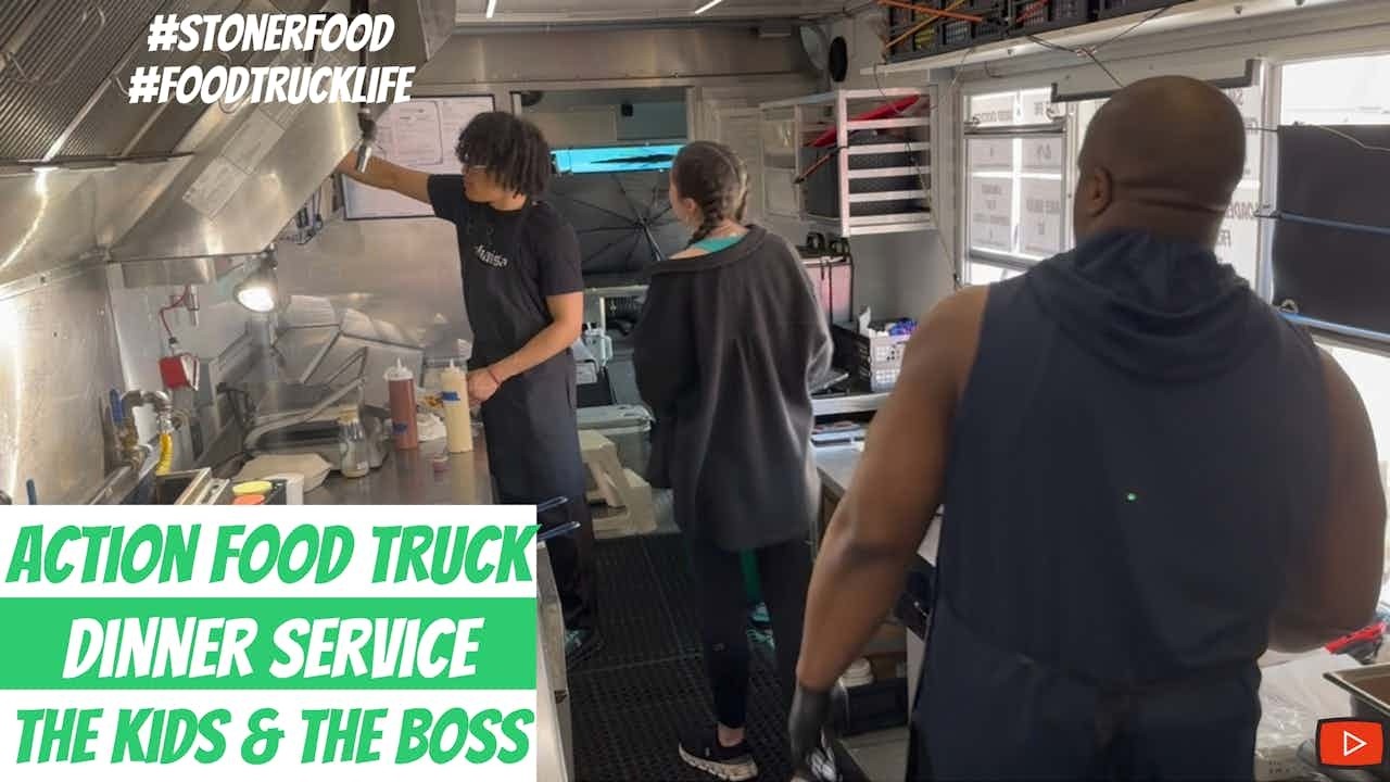 Action Food Truck 1st dinner service with just the boss and his kids. Family owned, family operated.