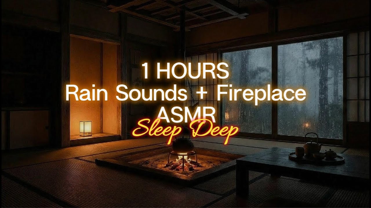 1 Hour Rain Sounds + Fireplace 🔥 Deep Sleep & Relaxing Night Ambience