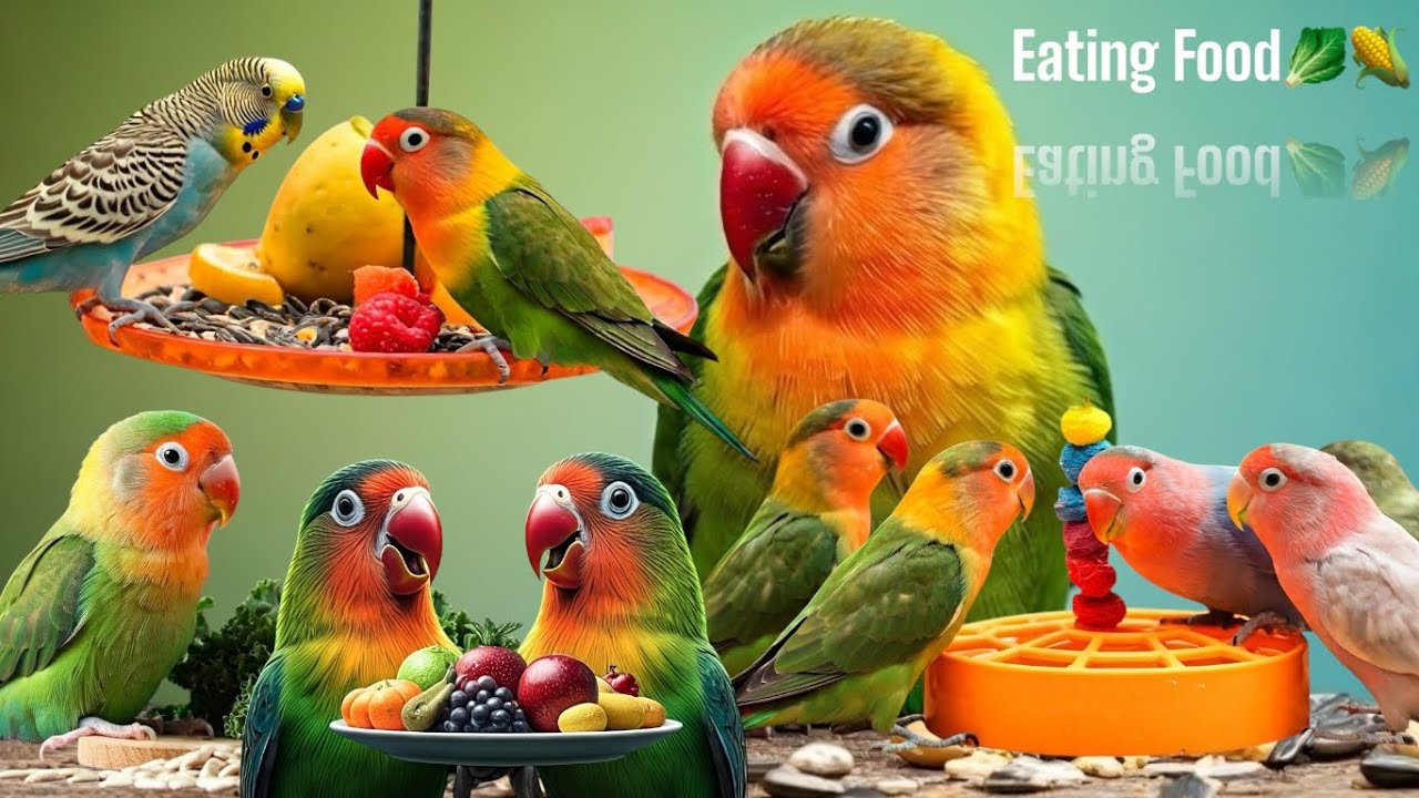 Lovebirds Eating Food 🥬🌽| Smart lovebird Parrot #lovebird #parrot #birdslover
