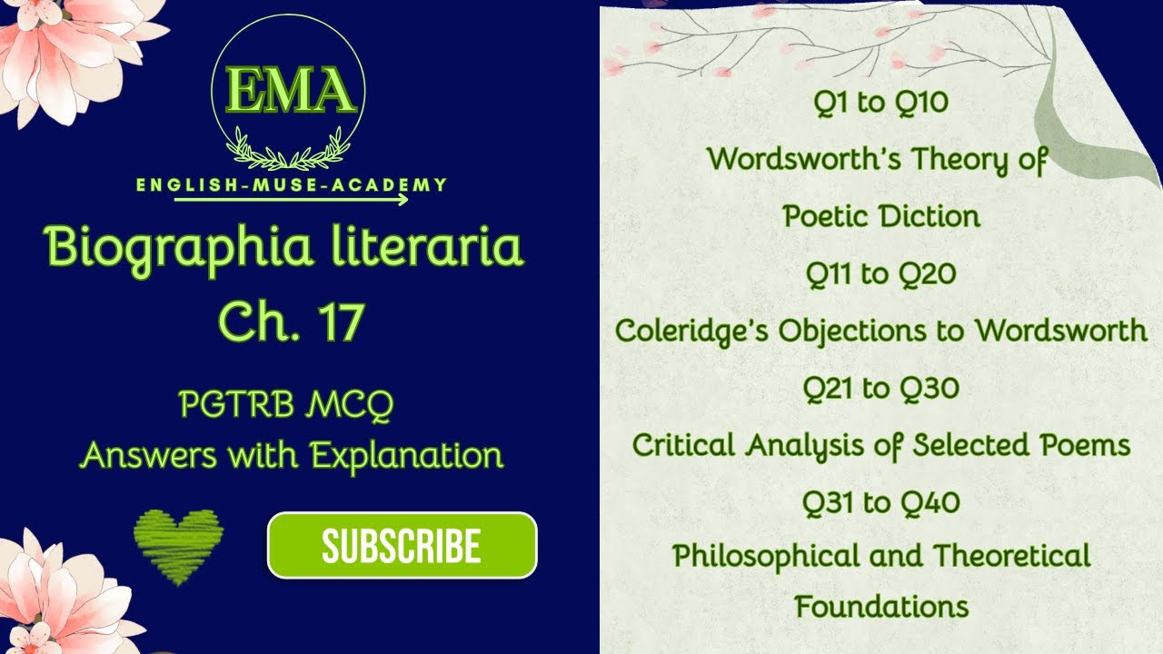 PGTRB Biographia Literaria Ch. 17 - MCQ