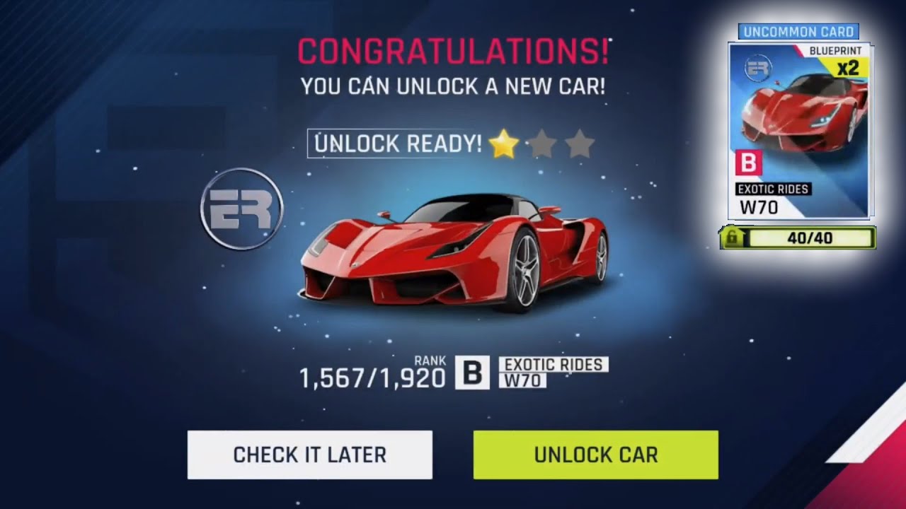 Unlocking Exotic Rides W70! | Asphalt 9