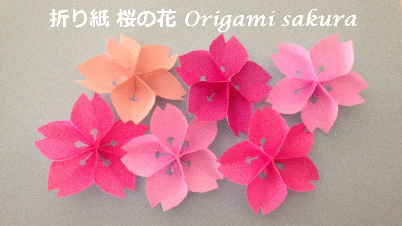 折り紙 桜の花 立体 作り方（niceno1）Origami Flower Cherry blossoms tutorial